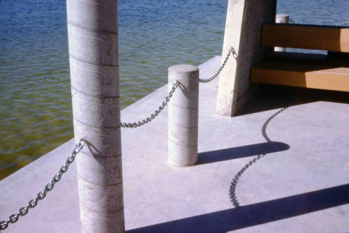 Ramada pillars and lake at Kiwanis Park
