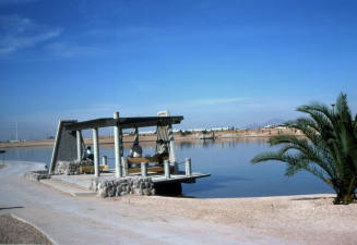 Lake and ramadas at Kiwanis Park