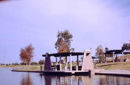 Kiwanis Park ramadas and lake