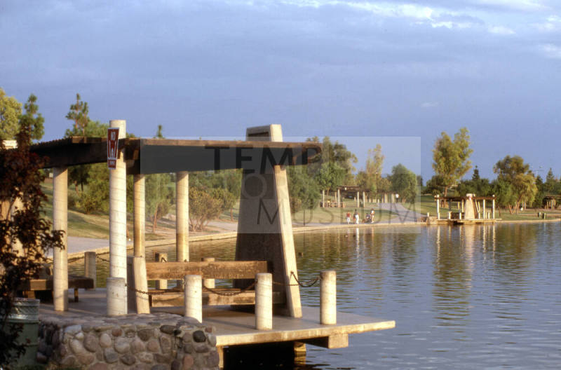 Lake and ramadas at Kiwanis Park
