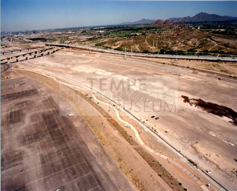 Tempe Town Lake beginning construction north