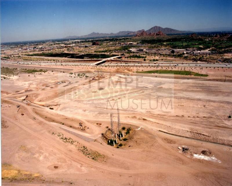 Tempe Town Lake beginning construction - towers