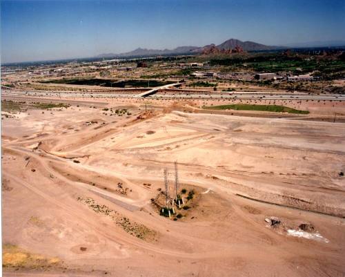 Tempe Town Lake beginning construction - towers