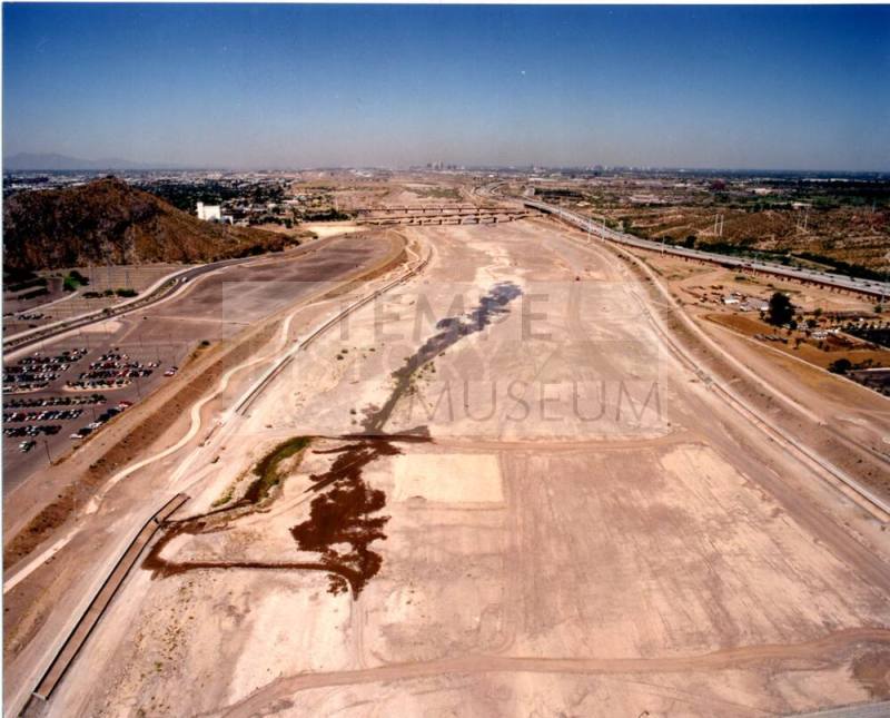 Tempe Town Lake Construction beginning - Hayden Mill in distance