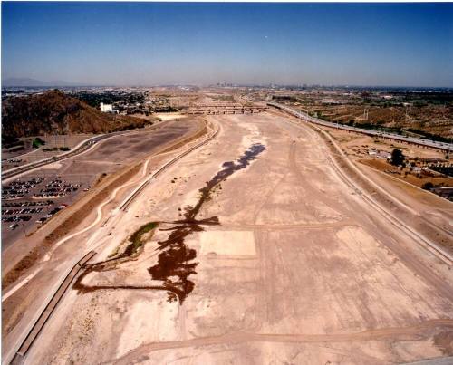 Tempe Town Lake Construction beginning - Hayden Mill in distance