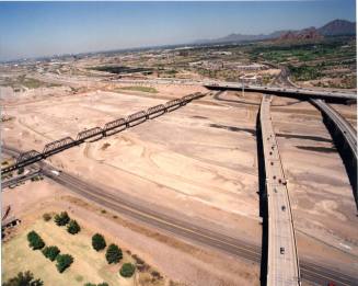Tempe Town Lake Construction beginning - view of bridges