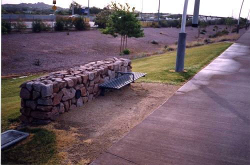Rio Salado Bench, Stone wall and Walkway