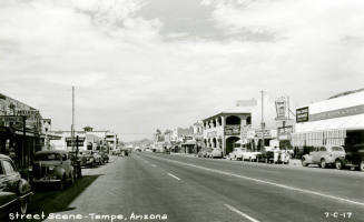 Street Scene Tempe Postcard:  Mill Avenue