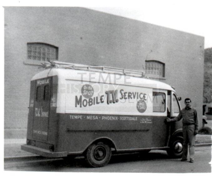 Mobil T.V. Service Van on East 5th Street, Tempe