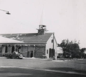 Photograph of construction of new building on the First Congregational Church of Tempe in 1953.