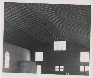 Photograph of the First Congregational Church Inner Sanctuary construction.