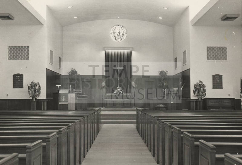 Photograph of interior of new First Congregational Church of Tempe.