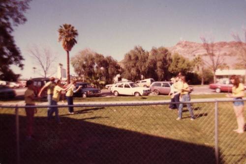 Photograph of people in yard playing by First Congregational Church of Tempe