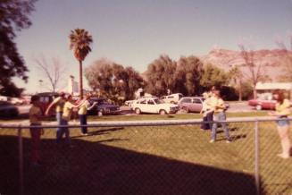 Photograph of people in yard playing by First Congregational Church of Tempe