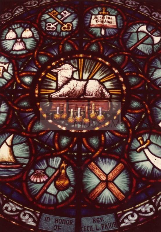 Photograph of Stained Glass Rose Window in First Congregational Church of Tempe