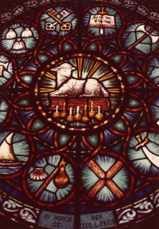 Photograph of Stained Glass Rose Window in First Congregational Church of Tempe