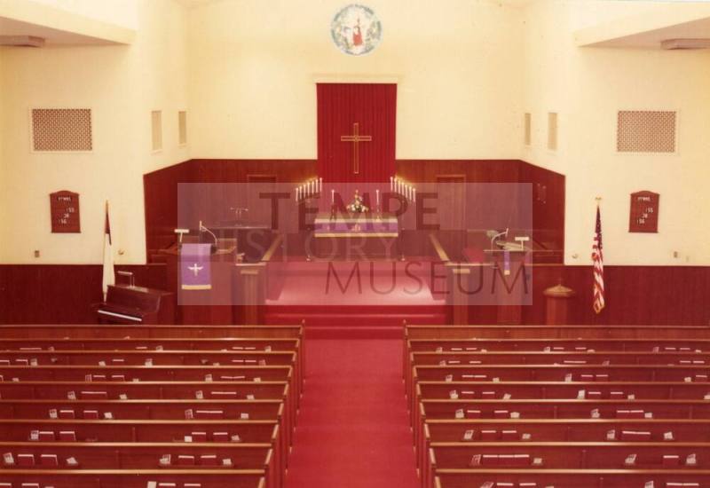 Photograph of new chancel in First Congregational Church of Tempe