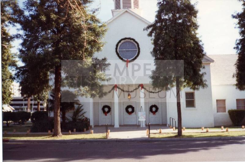 Photograph of First Congregational Church of Tempe at Christmas
