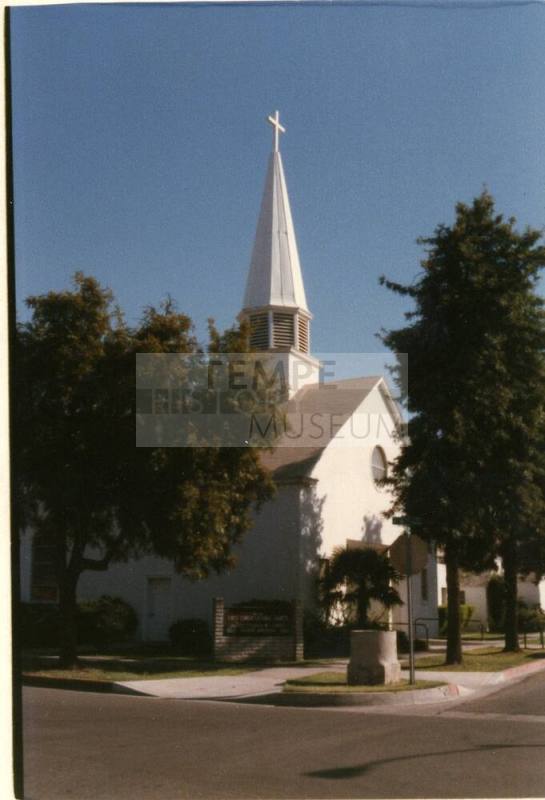 Photograph of front corner of the First Congregational Church of Tempe