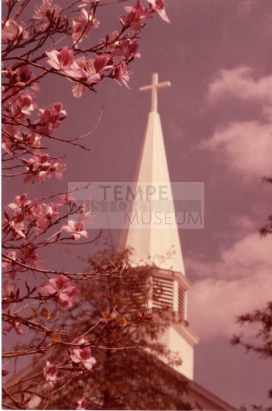 Photograph of the Steeple of the First Congregational Church of Tempe