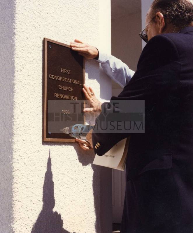 First Congregational Church Rennovation Plaque Hanging