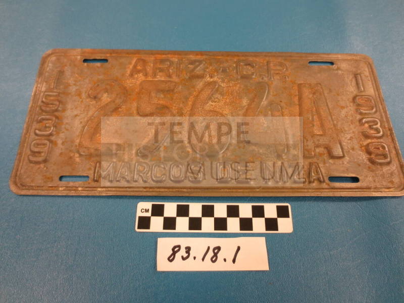 1939 Arizona License Plate, Marcos de Niza 1539-1939