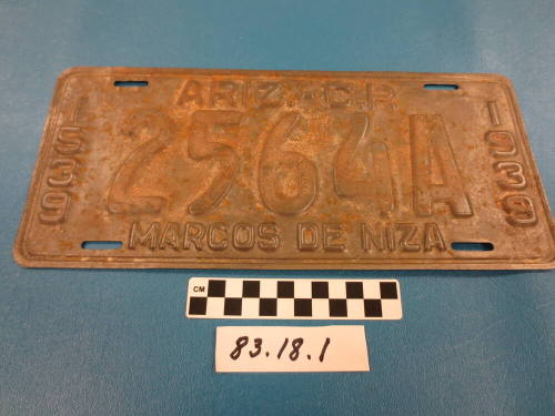 1939 Arizona License Plate, Marcos de Niza 1539-1939