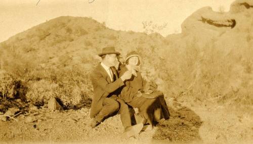 Harry and Josie Madera sit by rocks