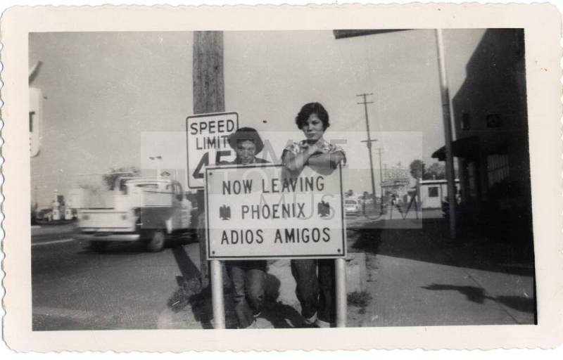 Marcie Rodriguez and Annie Gomez travel by foot from Van Buren Street, Phoenix to Tempe.