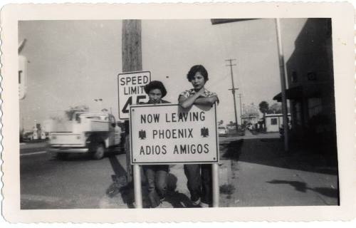 Marcie Rodriguez and Annie Gomez travel by foot from Van Buren Street, Phoenix to Tempe.