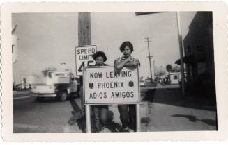 Marcie Rodriguez and Annie Gomez travel by foot from Van Buren Street, Phoenix to Tempe.
