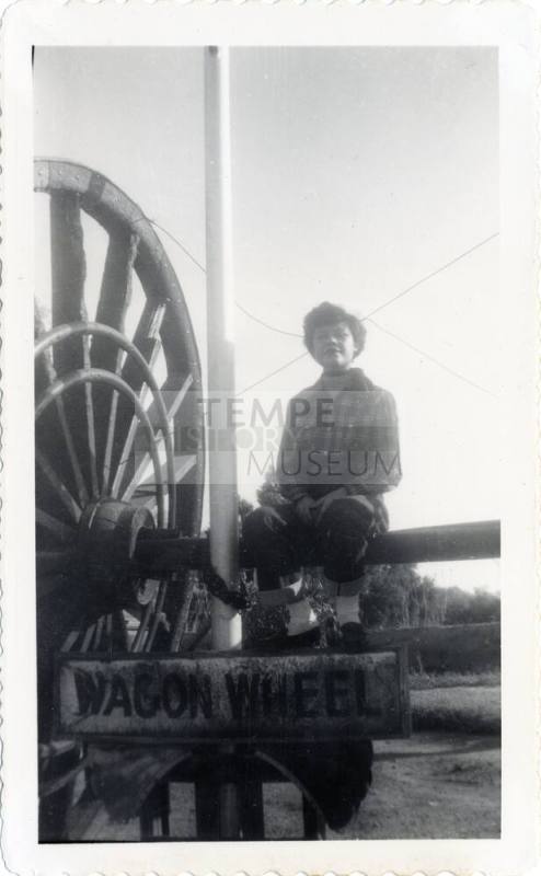 Genevieve Puerta at wagon wheel on Van Buren Street, Phoenix