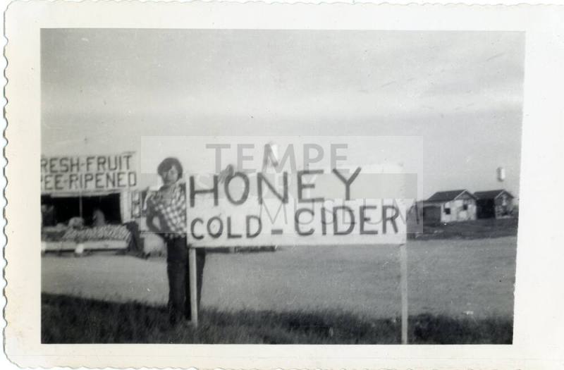 Marcie Rodriguez at a fruit stand, Phoenix