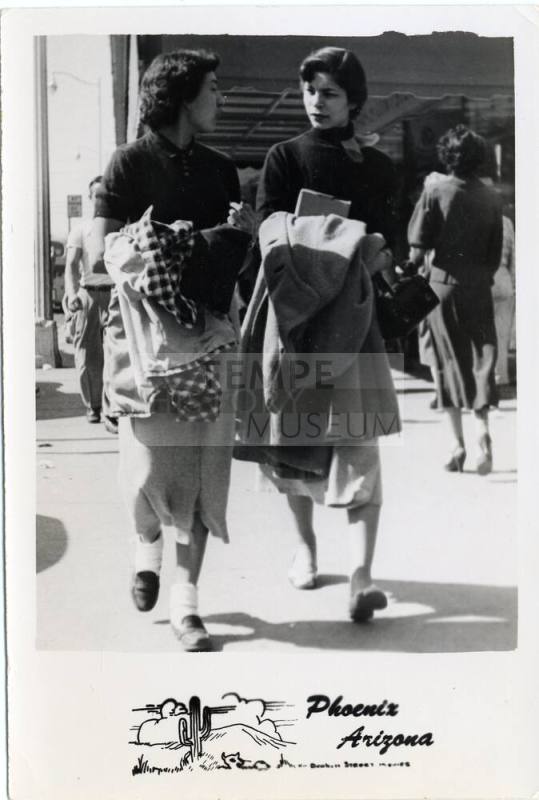 Young Marcie Gorman with a Friend on a Street