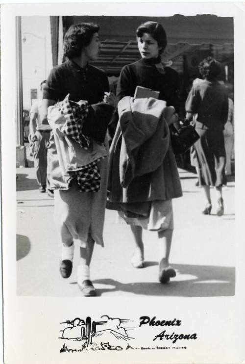 Young Marcie Gorman with a Friend on a Street
