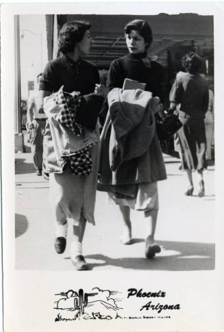 Young Marcie Gorman with a Friend on a Street