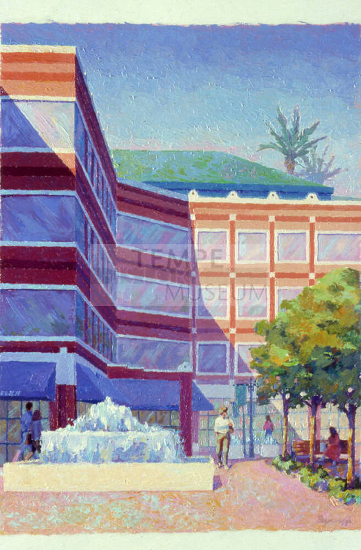 Painting of Centerpoint Building and Fountain