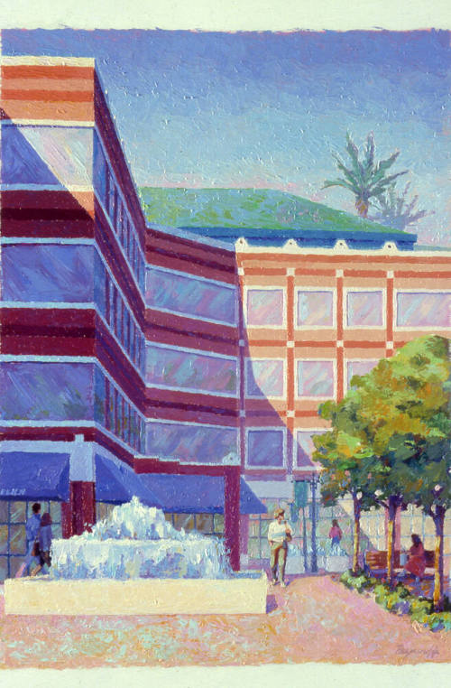 Painting of Centerpoint Building and Fountain