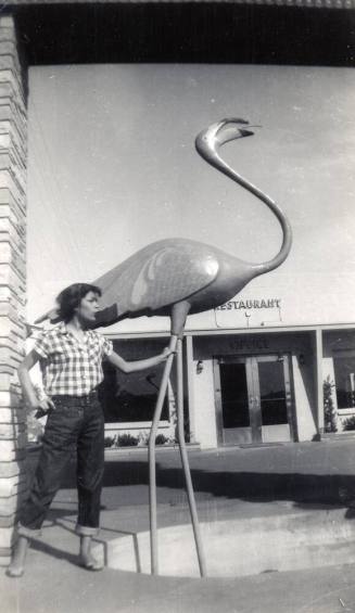Marcie and flamingo on Phoenix walk