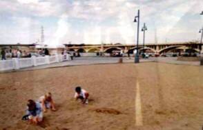 Playing in the Sand at Tempe Beach Park, October 2000