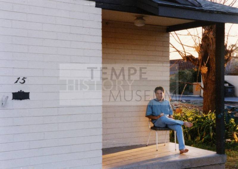 Chris Losey Sits in Front of 15 E. 7th St., Tempe Home