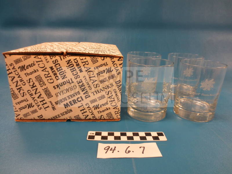Glassware, fiesta bowl plus container