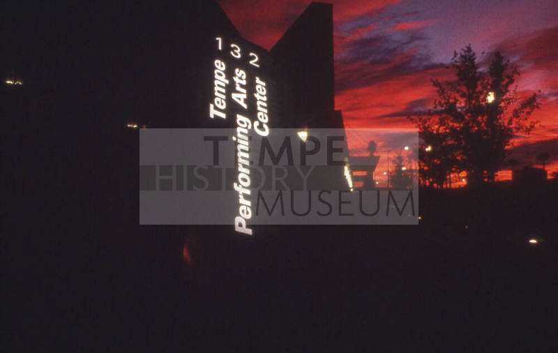 Tempe Performing Arts Center Sign, at Night