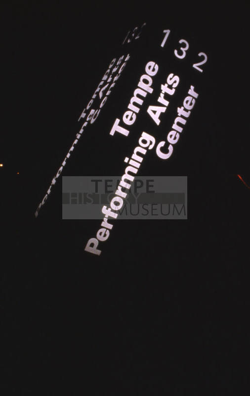 Tempe Performing Arts Center Sign, Lit up at Night
