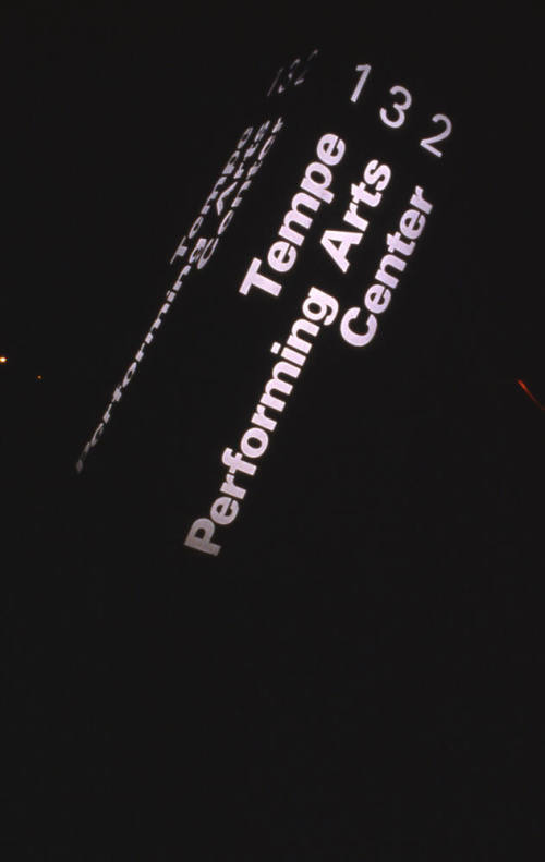 Tempe Performing Arts Center Sign, Lit up at Night