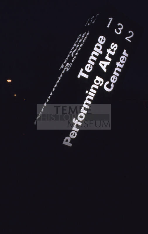 Tempe Performing Arts Center Sign, Lit up at Night