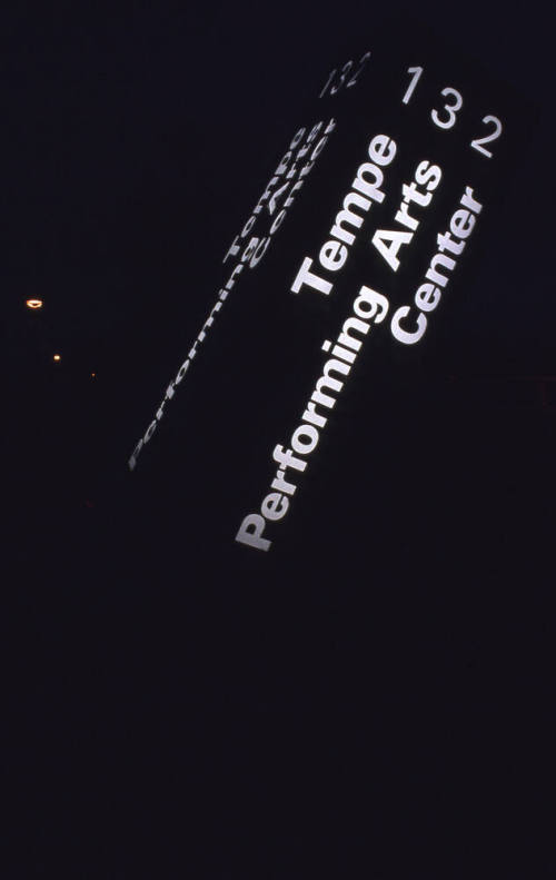 Tempe Performing Arts Center Sign, Lit up at Night