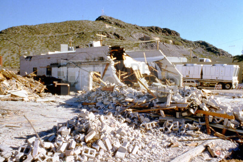 Destruction of building on the site of the future Tempe Police Court Complex