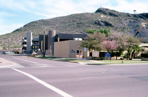 Street level view of Tempe Justice court with construction in the background
