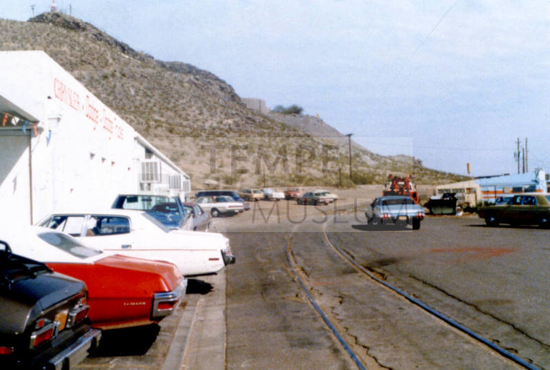 Dana Bros and train tracks on East 3rd Street